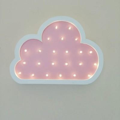 壁掛けオブジェ 雲モチーフ パステルカラー LEDライト 電池式 (ピンク)｜neustadt