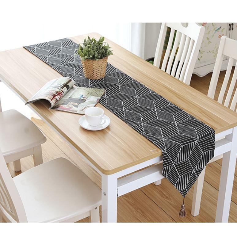 テーブルランナー しましまの菱形 タッセル付き ブラック (大 30×220cm) NYC4972C035ノイシュタットYahoo!店