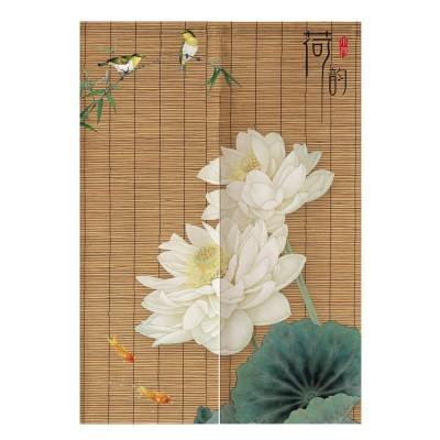 のれん すだれ風デザイン 蓮の花 和モダン ミディアム丈 白い花 小鳥と鯉 Nyc5869c072 ノイシュタットyahoo 店 通販 Yahoo ショッピング