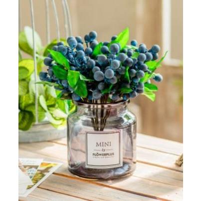 造花 ベリー 木の実 葉っぱ付き 黒いガラスの花瓶入り ブルー Nyc6111c026 ノイシュタットyahoo 店 通販 Yahoo ショッピング