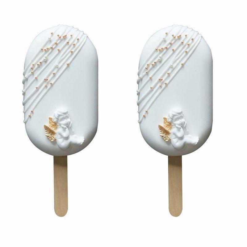 食品サンプル 棒付きアイスキャンディー ゴールド ホワイトチョコ風のトッピング 2個セット エンゼル Och1331c038 ノイシュタットyahoo 店 通販 Yahoo ショッピング