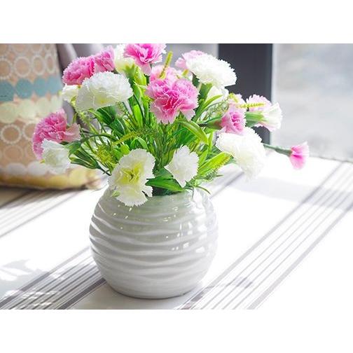 造花 カーネーション 2色 波の模様の花瓶入り 陶器製 ピンク ホワイト Och1719c030 ノイシュタットyahoo 店 通販 Yahoo ショッピング