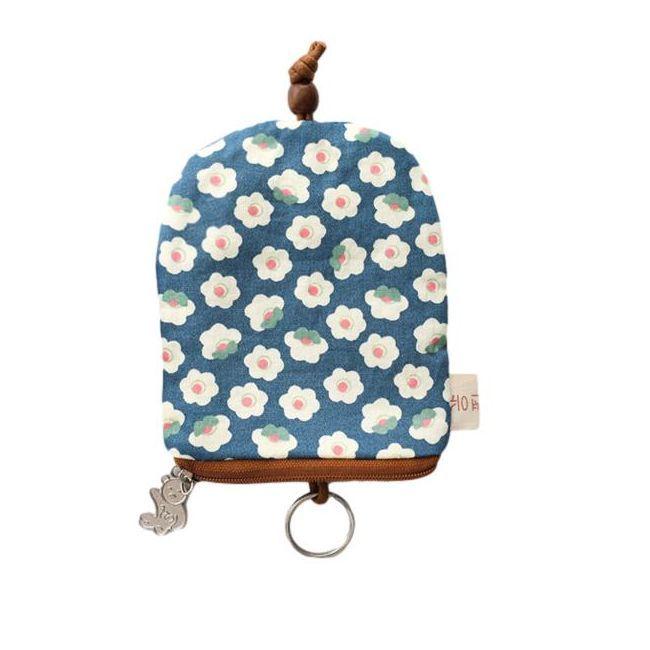 キーケース 袋型 花柄 葉 和風 紐付き (ブルー) :OCH3531C013:ノイシュタット!店 通販 