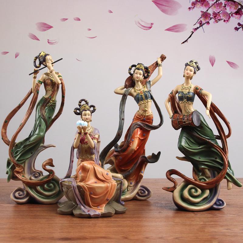 置物 中国女性 敦煌 飛天 キレイな天女 芸術的 (蓮の花) :OCH3642C099