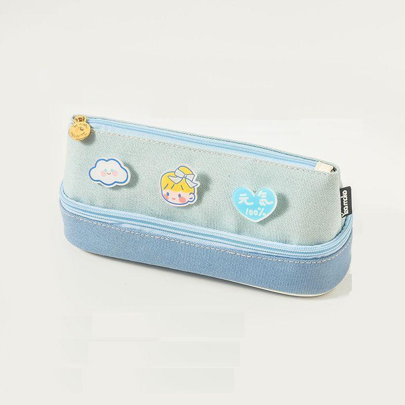 ペンケース パステルカラー バッジ付 底面収納あり 大容量 ブルー Och3924c025 ノイシュタットyahoo 店 通販 Yahoo ショッピング