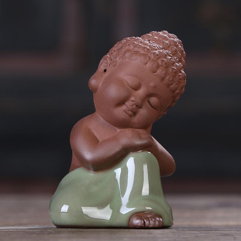 置物 茶玩 紫砂 瞑想するかわいい仏像 陶器製 (膝立て) : ノイ 置物 茶玩 紫砂 瞑想するかわいい仏像 陶器製 (膝立て) : ノイ