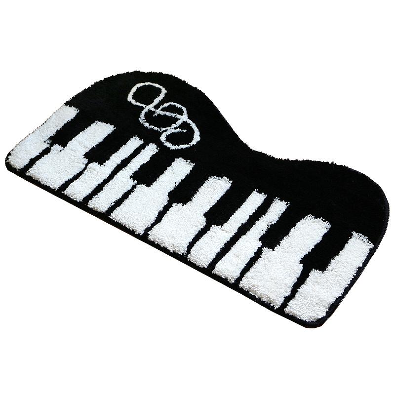 デザインマット ピアノの鍵盤 グランドピアノ型 ト音記号 (ブラック)
