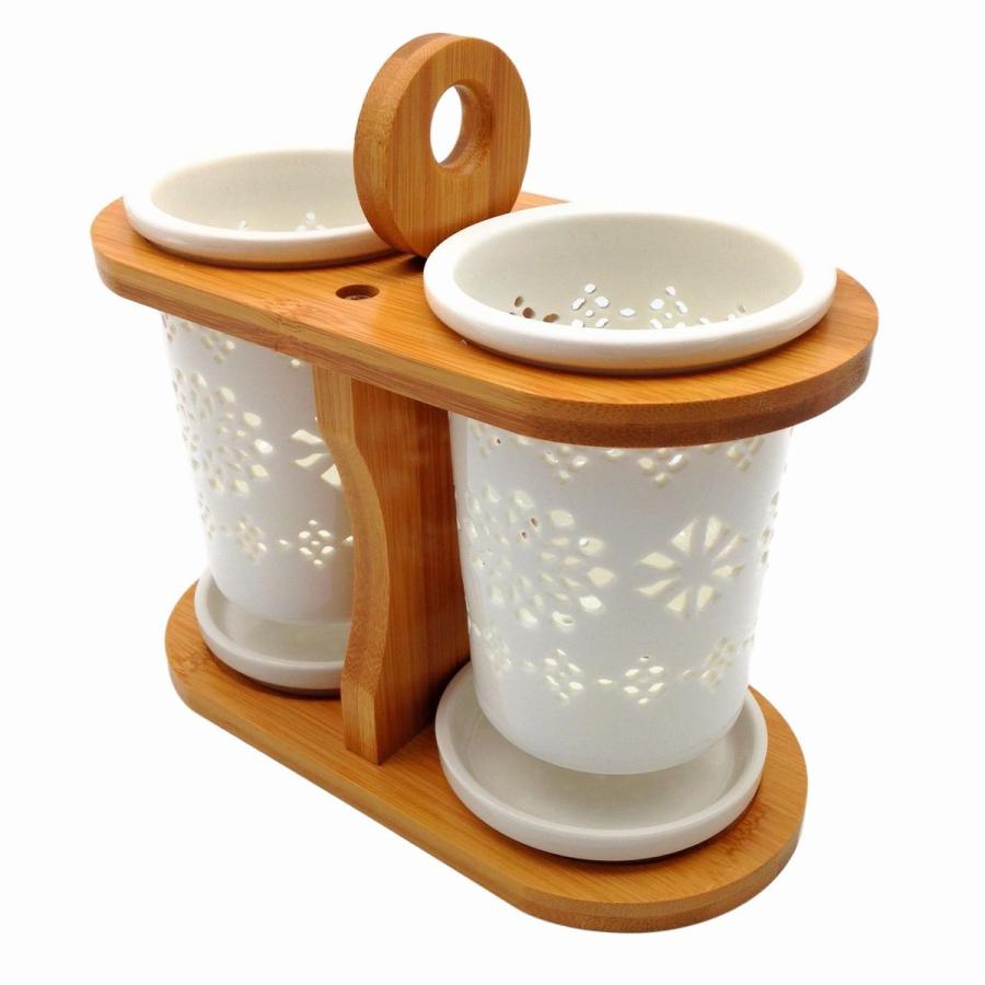 箸立て 2個一体型 シンプル 透かし入り 木製スタンド付き フラワー Tuc3426c036 ノイシュタットyahoo 店 通販 Yahoo ショッピング