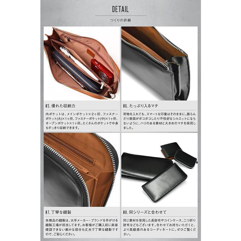 超安い品質 クラッチバッグ Mura メンズ カーボンレザー コードバン調 ネイビー L字ファスナー コードバン調 本革 レザー クラッチバッグ Iceenergy Nl