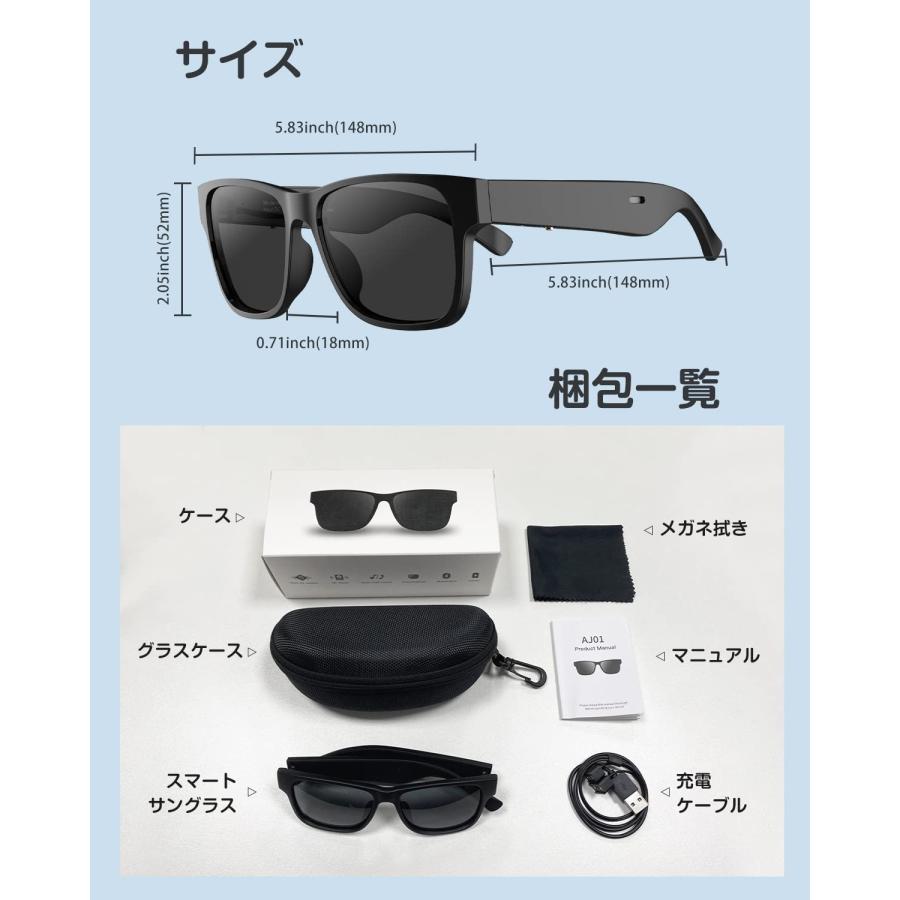 Bluetooth 指向性スマートオーディオグラス〔ダークグレー〕【新品】