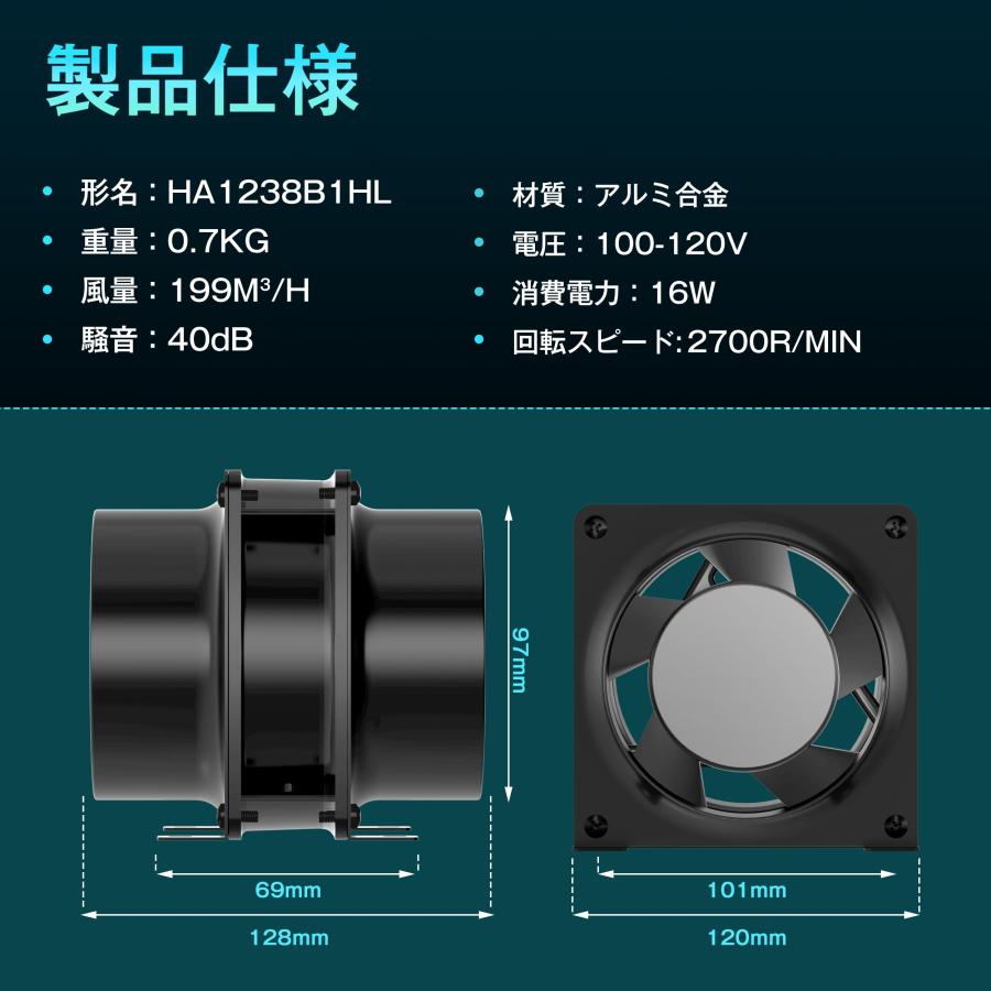 Okryain ダクトファン 100mm 換気扇 軸流ファン ダクト用換気扇 Okryain ダクトファン 100mm 換気扇 軸流ファン ダクト用換気扇