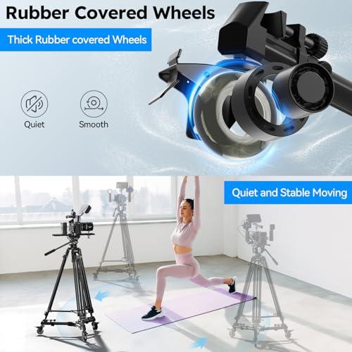 RU 高耐久ユニバーサル三脚ホイール 写真用三脚ドリー 強化アルミニウム 調節可能な脚 最大耐荷重15k ビデオカメラ/カメラ/写真/ビデオ A |  | 02