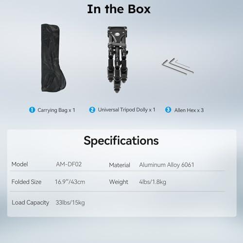 RU 高耐久ユニバーサル三脚ホイール 写真用三脚ドリー 強化アルミニウム 調節可能な脚 最大耐荷重15k ビデオカメラ/カメラ/写真/ビデオ A |  | 08