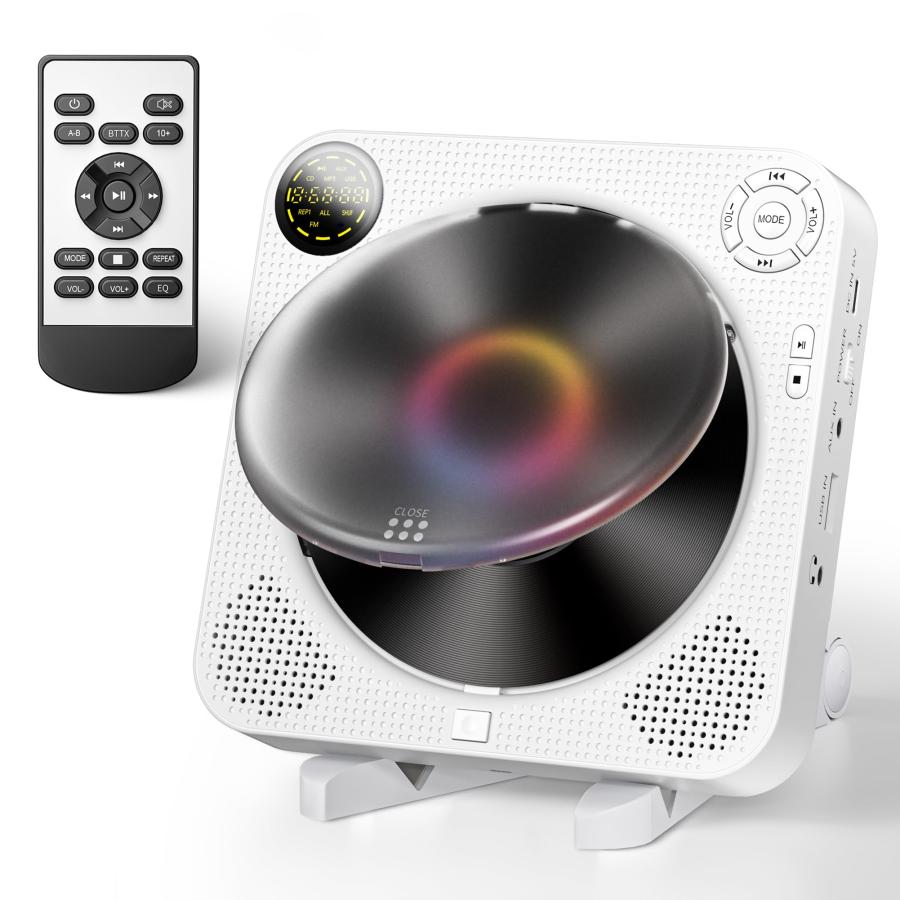 CDプレーヤー Bluetooth5.0 ステレオ スピーカー レトロ