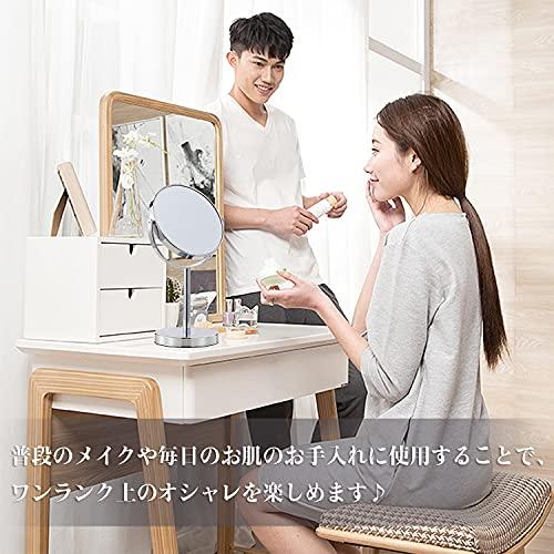 deco シンプルデザイン 真実の両面鏡DX 5倍拡大鏡 360度回転 卓上ミラー スタンドミラー メイクアップ 化粧道具 ・鏡面148Φ シル |  | 01