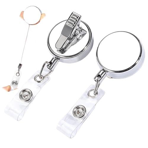 Orirya リールキーホルダー 金具 おしゃれ クリップ 吊り下げ名札用リール 伸びるキーホルダー 名札 定期入れ 名札 クリップ カードホル | 