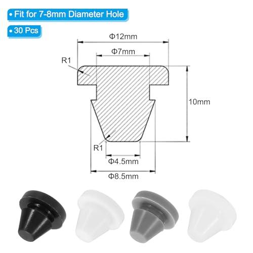 7直径 シリコン製ラウンドスナップ 30個セット タイプロック家具用ホールプラグボタン保護カバーキャップヘッド .57 穴に適合 黒 |  | 01