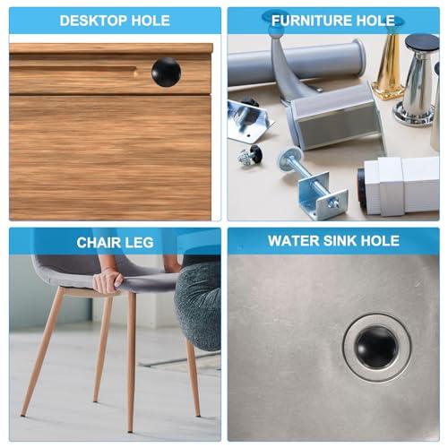 7直径 シリコン製ラウンドスナップ 30個セット タイプロック家具用ホールプラグボタン保護カバーキャップヘッド .57 穴に適合 黒 |  | 04