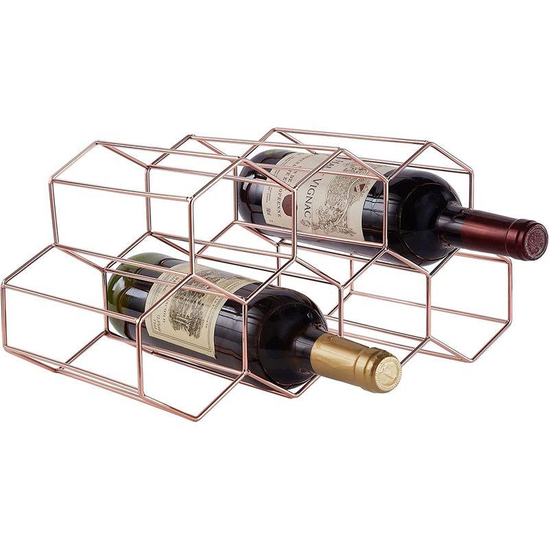 ついに入荷金属製 ワインラック ワインボトルホルダー 積み重ね式 (ローズ 7本用 ワインストレージ ワイン棚 ワイン収納 ワインスタンド ゴールド,  アルコール用品
