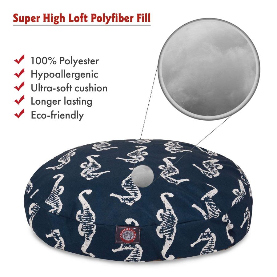 【並行輸入品】 Teal Sea Horse Medium Round Indoor Outdoor Pet Dog Bed With Remoの画像