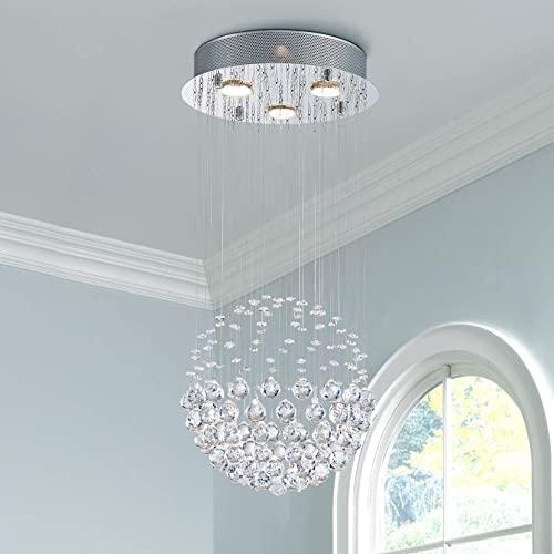 【並行輸入品】 Bestier Modern Crystal Round Raindrop Chandelier Lighting Flush_1