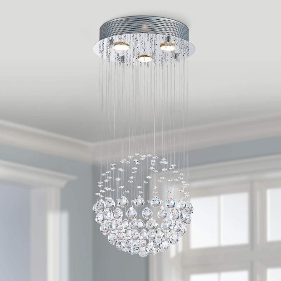 【並行輸入品】 Bestier Modern Crystal Round Raindrop Chandelier Lighting Flush_9