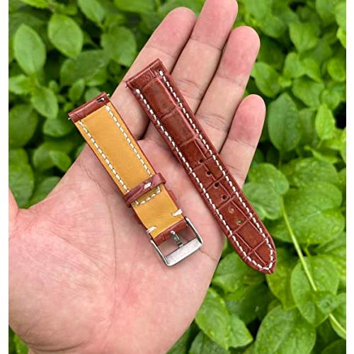 【並行輸入品】 vinacreations 18mm Light Brown AIIigator Watch Band Hand Stitchi_7