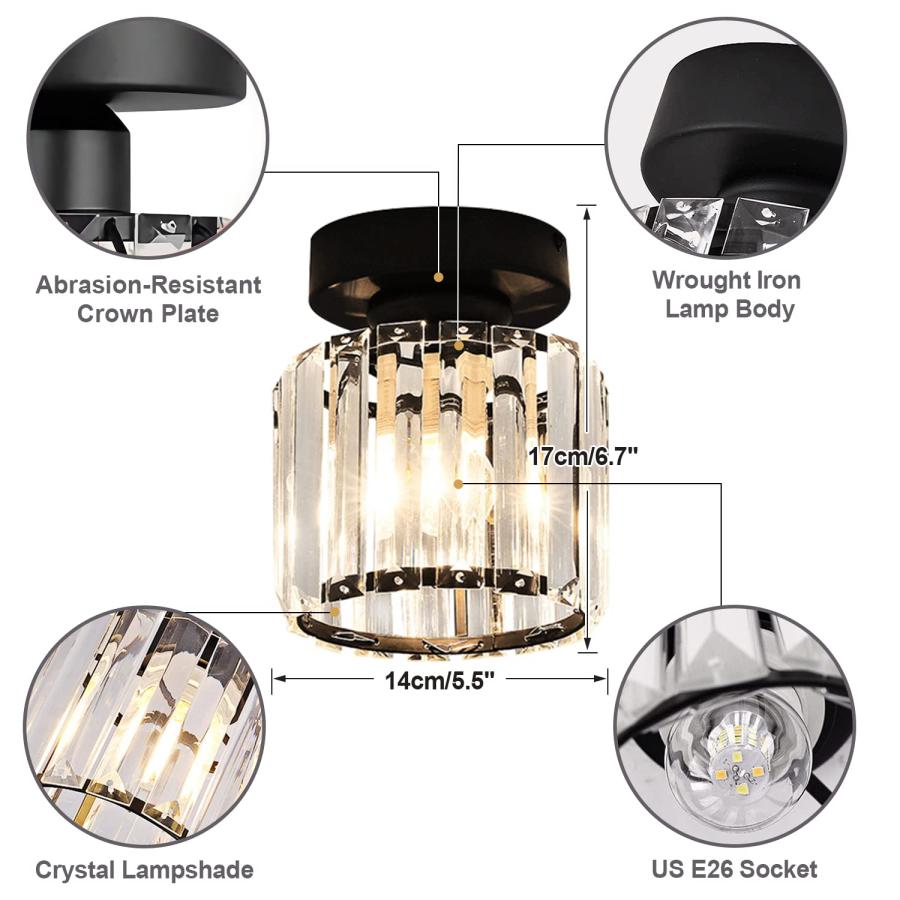 【並行輸入品】 Flyrose Modern Black Semi Flush Mount Ceiling Light Fixture Anti_3