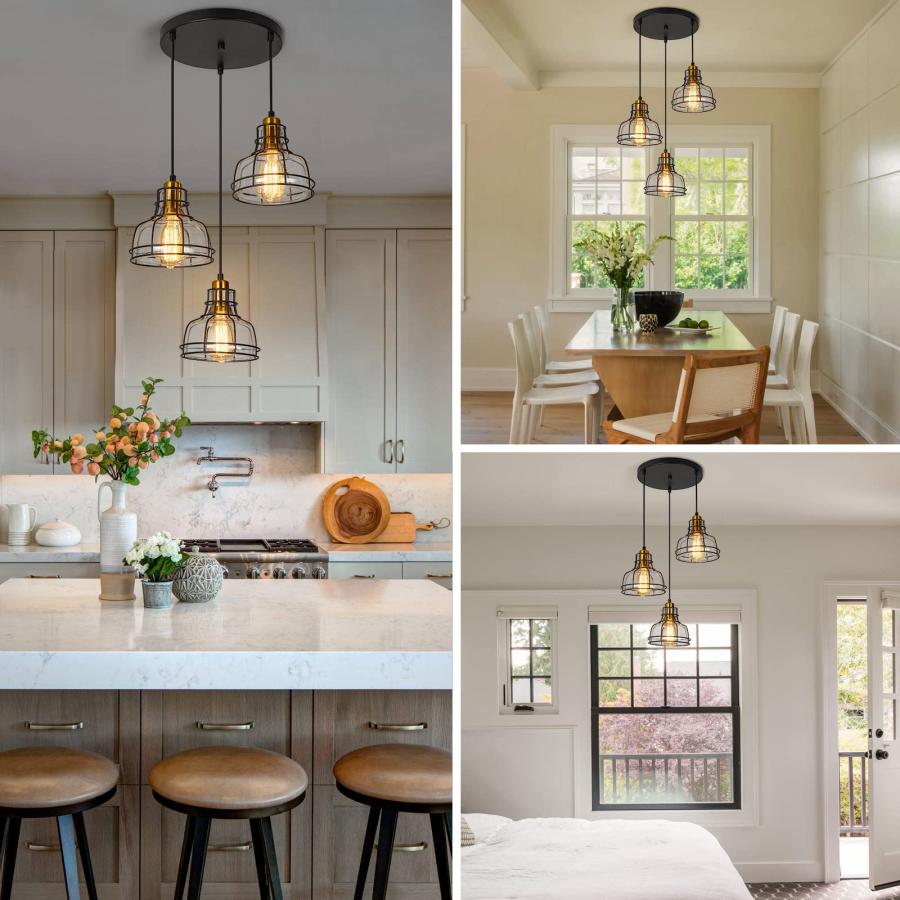【並行輸入品】 WILON Pendant Lighting for Kitchen Island， Industrial 3 Light Pe_6