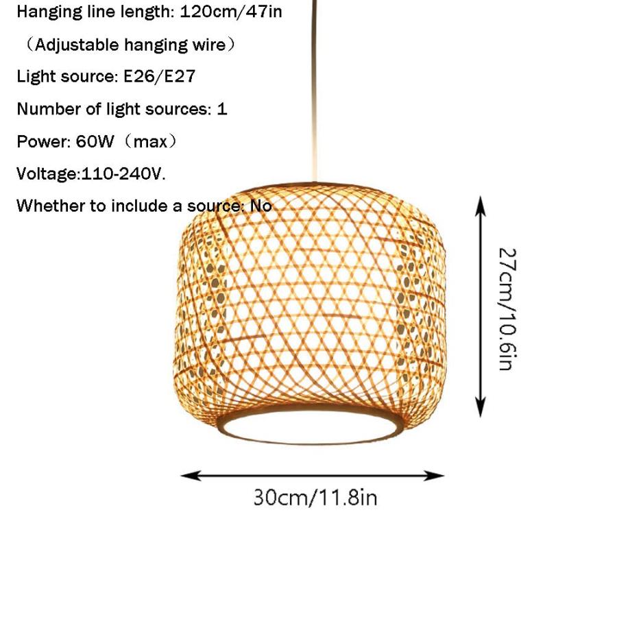 【並行輸入品】 Hallway Pendant Light Wicker Basket Lamp Shade Asian Style Ceili_6