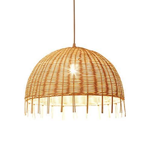 【並行輸入品】 HAIIQU Wicker Pendant Light Beige Bamboo Woven Lamp Shade Light_1