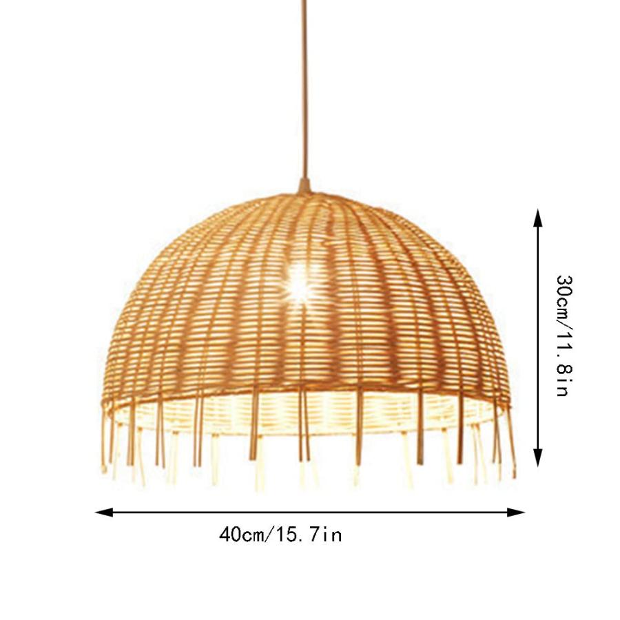 【並行輸入品】 HAIIQU Wicker Pendant Light Beige Bamboo Woven Lamp Shade Light_6
