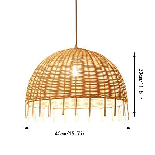 【並行輸入品】 HAIIQU Wicker Pendant Light Beige Bamboo Woven Lamp Shade Light_7
