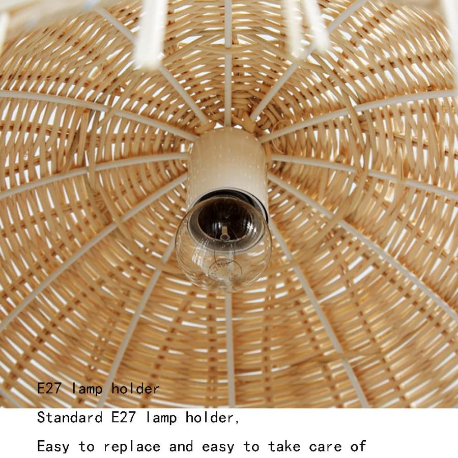 【並行輸入品】 HAIIQU Wicker Pendant Light Beige Bamboo Woven Lamp Shade Light_9