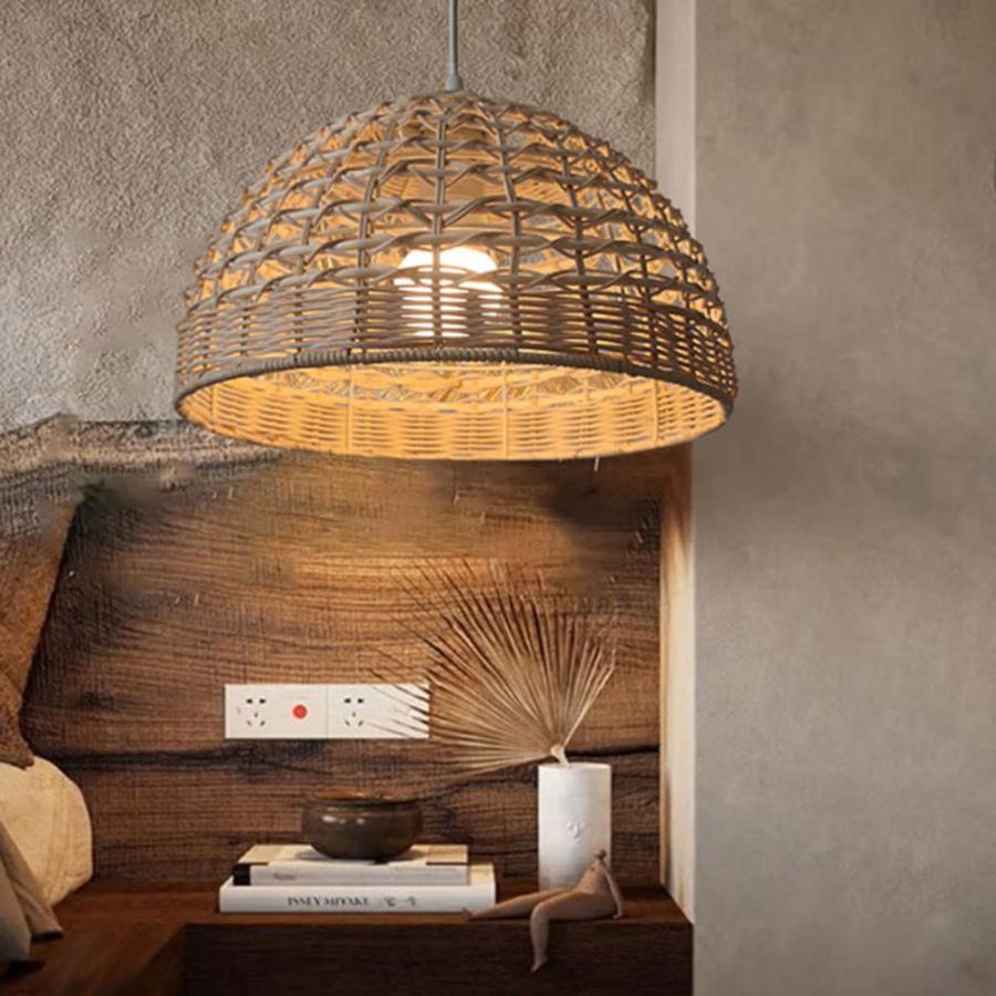 【並行輸入品】 LQZCXMF Modern Rattan Basket Ceiling Pendant Light Vintage Lamps_9