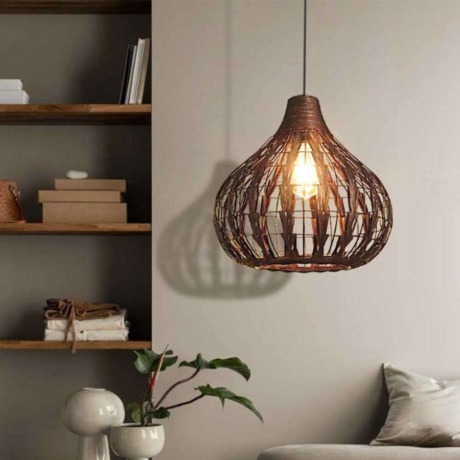 【並行輸入品】 LQZCXMF Brown Rattan Basket Pendant Light Hanging Decorations Ru_6