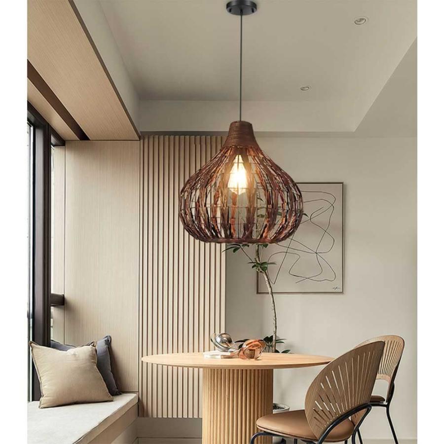 【並行輸入品】 LQZCXMF Brown Rattan Basket Pendant Light Hanging Decorations Ru_9