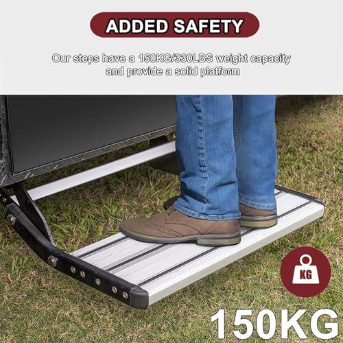 並行輸入品】 キャラバン用手動アルミステップ、RV用格納式階段