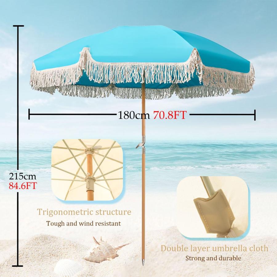 【並行輸入品】 KXWOQ3ED 8.2x4.2フィート (250x130cm) 長方形屋外パティオ傘、クランク付きガーデンパラソル傘、UV保護防 |  | 03