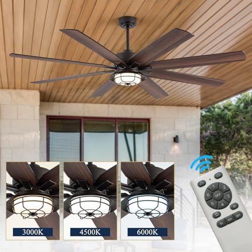 【並行輸入品】 72 Inch Outdoor Ceiling Fan with Light and Remote， Waterproof Pa_7