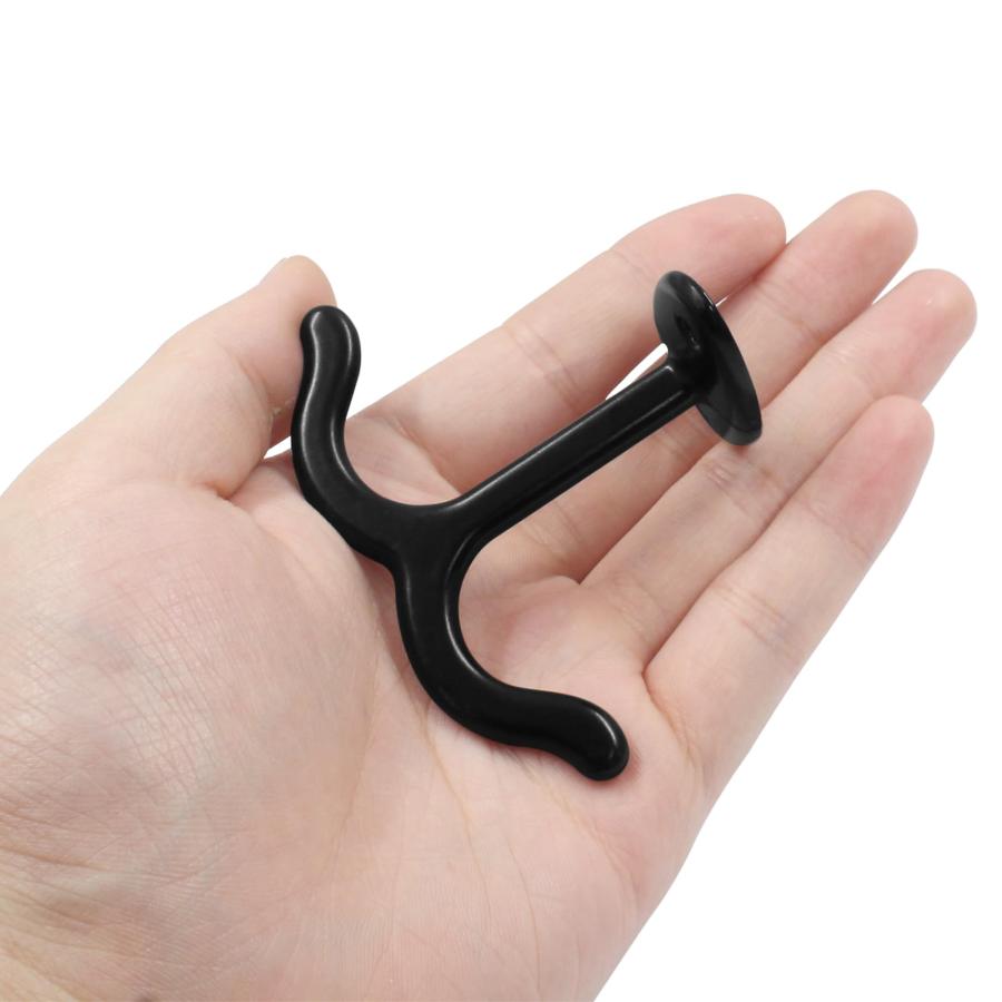 【並行輸入品】Moicstiy ブラック亜鉛合金ダブルプロング天井フックタオル、ローブ衣類フック、キャビネットクローゼット、バスルームガレージ用_5