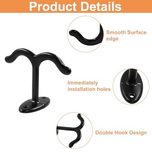 【並行輸入品】Moicstiy ブラック亜鉛合金ダブルプロング天井フックタオル、ローブ衣類フック、キャビネットクローゼット、バスルームガレージ用_6