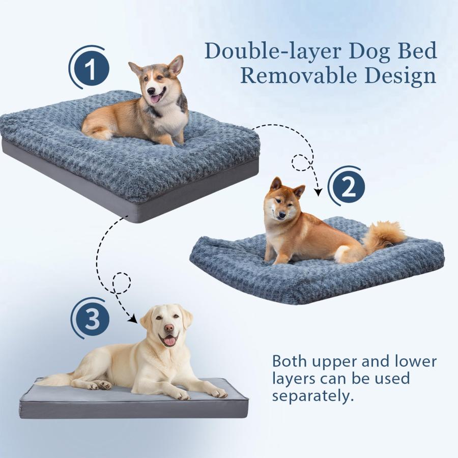 【並行輸入品】 Codi Dog Bed for Couch Calming Dogs Beds for X Large Pets， Flu_3