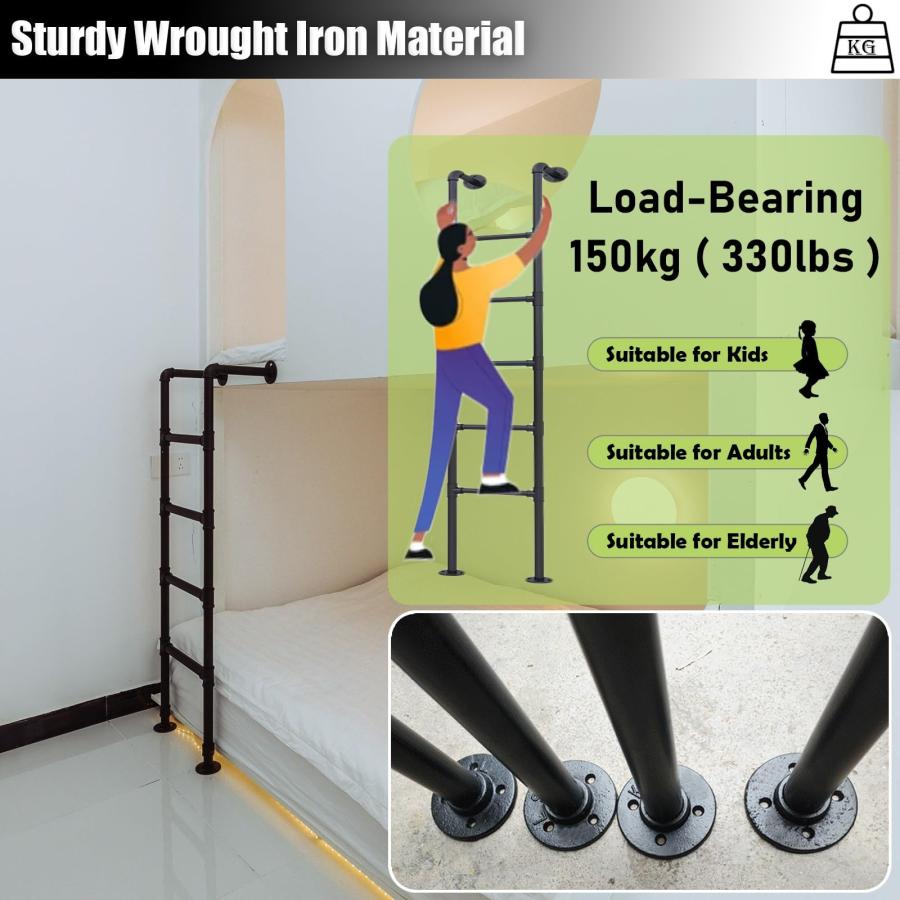 【並行輸入品】 寮ロフトキャンピングカー用吊り下げ式二段ベッド用はしご、4/5段ブラックツイン二段ベッド用はしご、フックブラケット付き、省スペース |  | 06