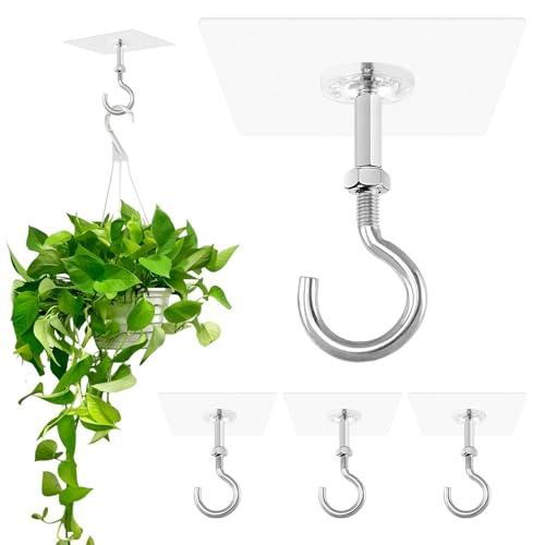 【並行輸入品】NINEFOX 粘着シーリングフック 4個パック 天井フック 高耐久 植物吊り下げ用 ドリル不要 天井ハンガー ライト ランタン_1