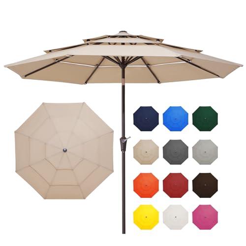 【並行輸入品】 PHI VILLA Cantilever Patio Umbrella with Base， 9' X 12' Outdoor_1