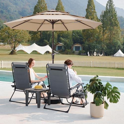 【並行輸入品】 PHI VILLA Cantilever Patio Umbrella with Base， 9' X 12' Outdoor_4
