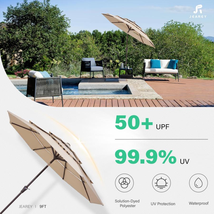 【並行輸入品】 PHI VILLA Cantilever Patio Umbrella with Base， 9' X 12' Outdoor_6