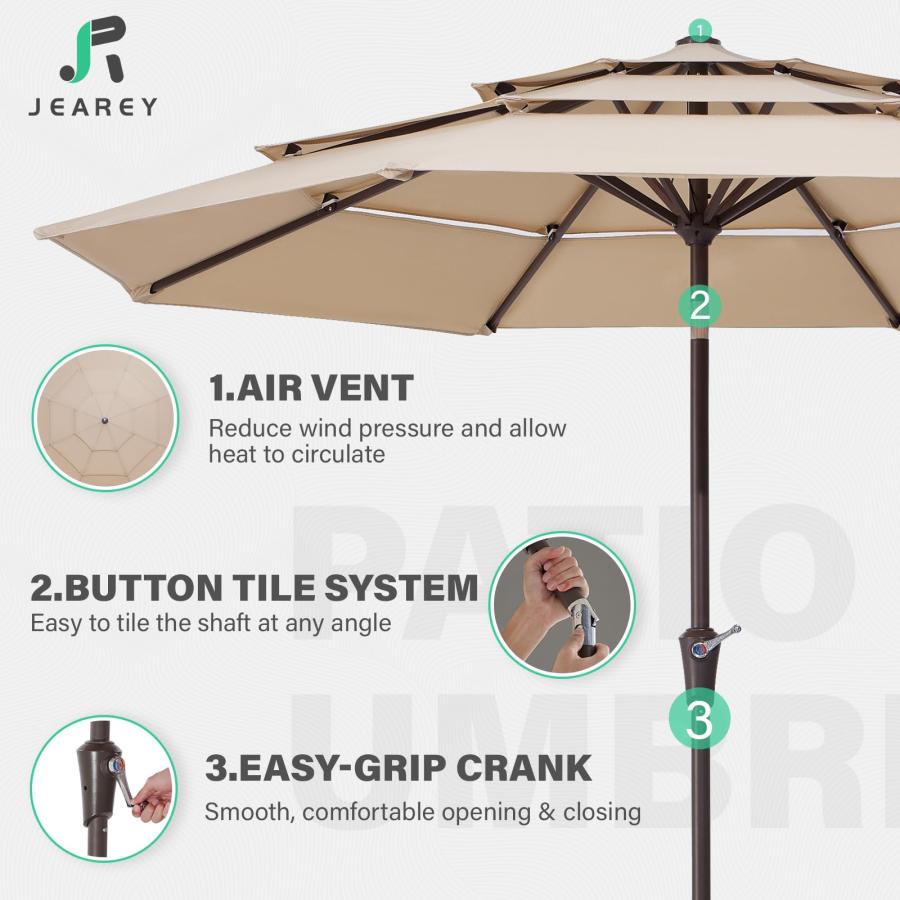 【並行輸入品】 PHI VILLA Cantilever Patio Umbrella with Base， 9' X 12' Outdoor_9