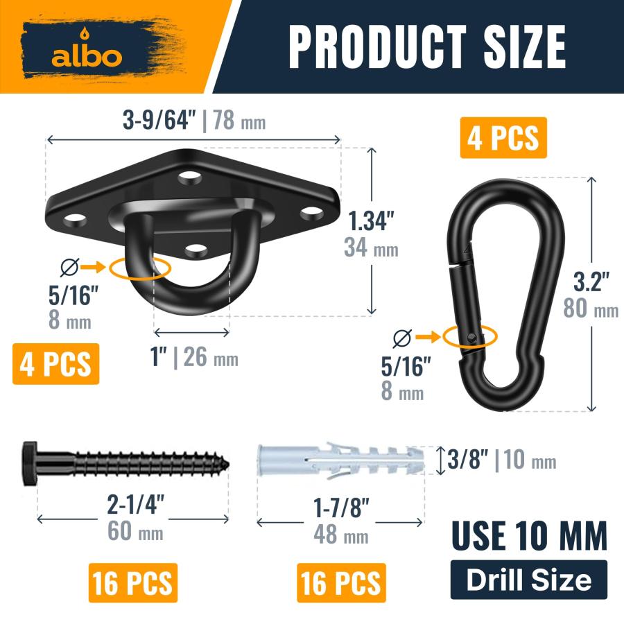 【並行輸入品】Albo スイングハンガー ダイヤモンドアイプレート シルバー&ブラック ブラック 4個 Albo Diamond Plate 2_6
